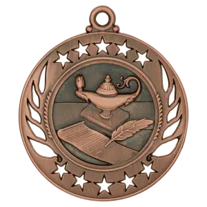 GM107B - 2 1/4" Antique Bronze Lamp of Knowledge Galaxy Medal