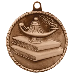 HR740B - 2" Antique Bronze Lamp of Knowledge High Relief Medal