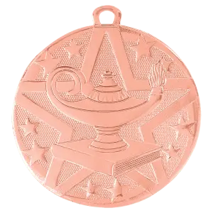 SS505B - 2" Bronze Superstar Lamp of Knowledge Medal