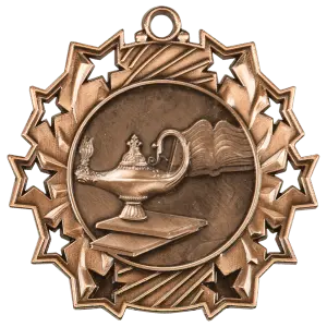 TS504B - 2 1/4" Antique Bronze Graduate Ten Star Medal
