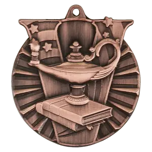 VM107B - 2" Antique Bronze Lamp of Knowledge Victory Medal