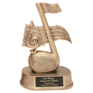 JDS21 - 7 3/4" Antique Gold Music Note Resin