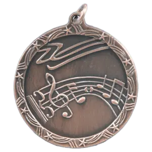 ST16B - 1 3/4" Antique Bronze Music Shooting Star Medal