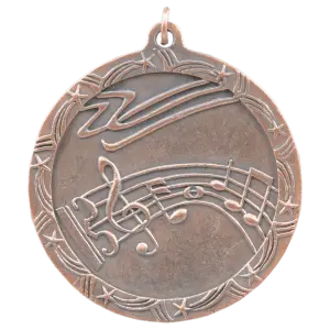 ST66B - 2 1/2" Antique Bronze Music Shooting Star Medal