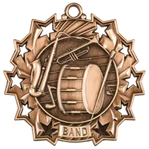 TS502B - 2 1/4" Antique Bronze Band Ten Star Medal