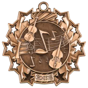 TS509B - 2 1/4" Antique Bronze Orchestra Ten Star Medal