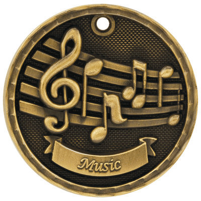 2" Antique 3D Music Medal
