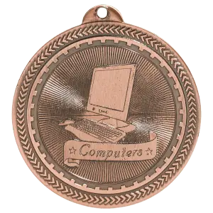 BL303B - 2" Antique Bronze Computers Laserable BriteLazer Medal