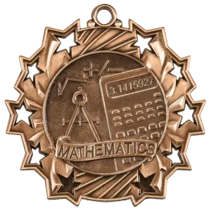 TS507B - 2 1/4" Antique Bronze Math Ten Star Medal