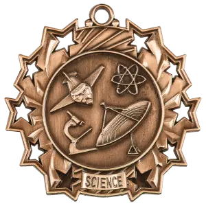 TS515B - 2 1/4" Antique Bronze Science Ten Star Medal