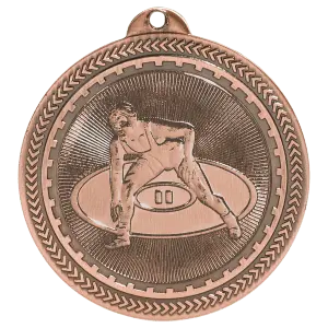 BL222B - 2" Antique Bronze Wrestling Laserable BriteLazer Medal