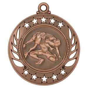 GM118B - 2 1/4" Antique Bronze Wrestling Galaxy Medal
