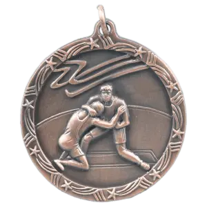 ST15B - 1 3/4" Antique Bronze Wrestling Shooting Star Medal