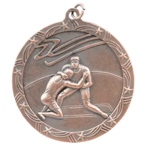 ST65B - 2 1/2" Antique Bronze Wrestling Shooting Star Medal