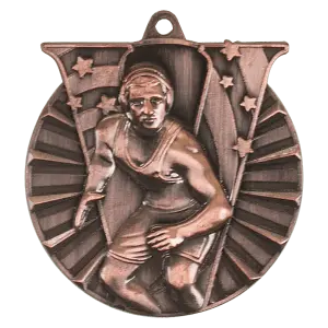 VM110B - 2" Antique Bronze Wrestling Victory Medal