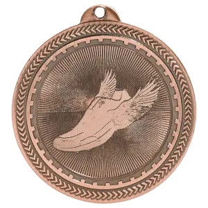 BL218B - 2" Antique Bronze Track Laserable BriteLazer Medal