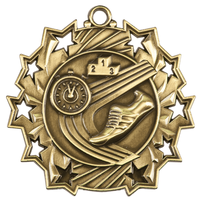 2 1/4" Antique Track Ten Star Medal