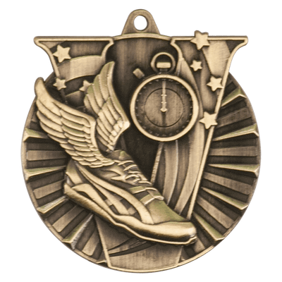 2" Antique Gold Track Victory Medal
