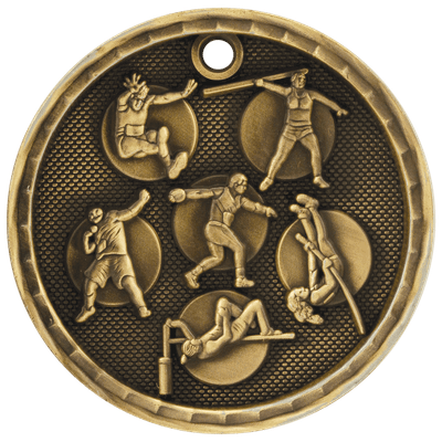 2" Antique 3D Track and Field Medal