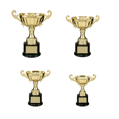 Stout Scalloped Embossed Pattern Completed Metal Cup Trophy on Plastic Base
