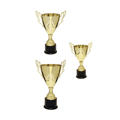 Stepped Completed Metal Cup Trophy on Plastic Base