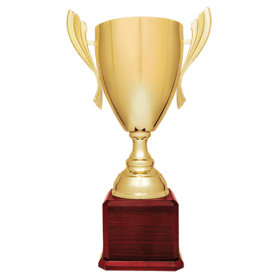 Completed Metal Cup Trophy on Royal Piano Finish Base