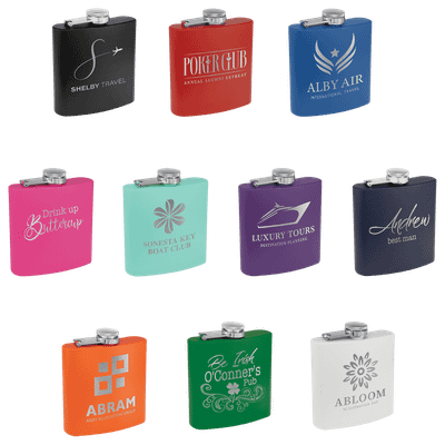 6 oz. Matte Powder Coated Laserable Stainless Steel Flask