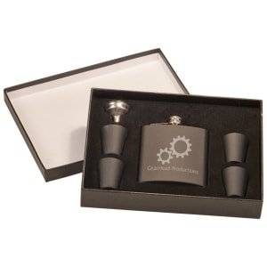 6 oz. Flask Set With 4 Shot Glasses