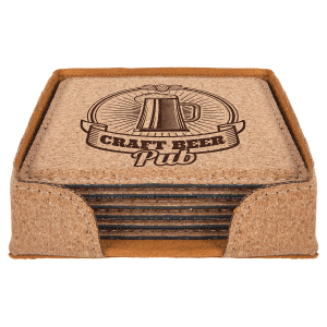 4" x 4" Square Cork 6-Coaster Set - GFT623