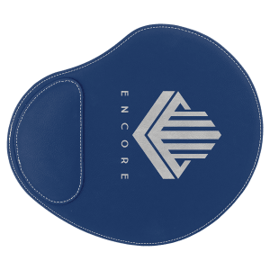 9" x 10 1/4" Blue/Silver Laserable Leatherette Mouse Pad - GFT628