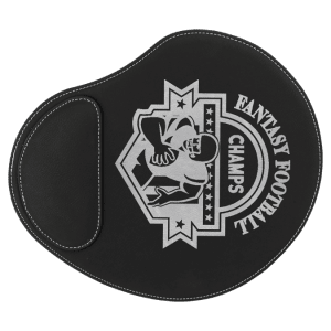 9" x 10 1/4" Black/Silver Laserable Leatherette Mouse Pad - GFT638