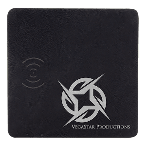 8" x 8" Black/Silver Laserable Leatherette Phone Charging Mat - GFT1179