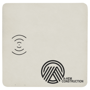 8" x 8" White Laserable Leatherette Phone Charging Mat - GFT1183
