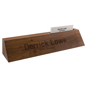 10" Genuine Walnut Desk Wedge with Business Card Holder
