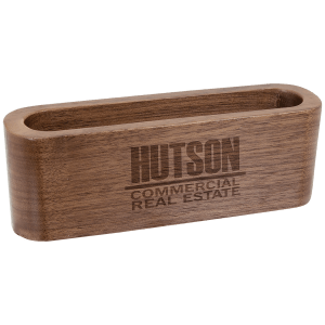 4 1/2" Walnut Wood Business Card Holder - DS4W
