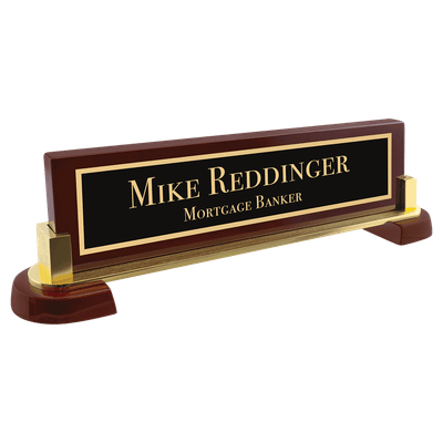 12 1/2" x 3 1/4" Rosewood Piano Finish and Metal Name Bar