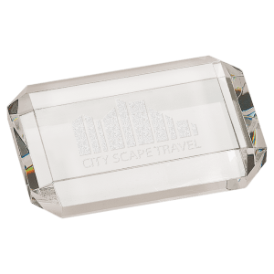 4" x 2 3/4" Crystal Rectangle Paperweight with Clipped Corners - CRY6612
