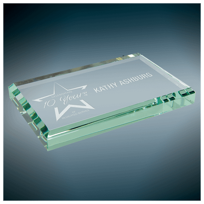 4" x 2 1/2" x 1/2" Jade Glass Paperweight
