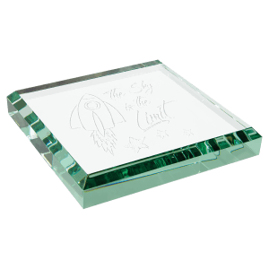3" x 3" x 1/2" Jade Glass Paperweight