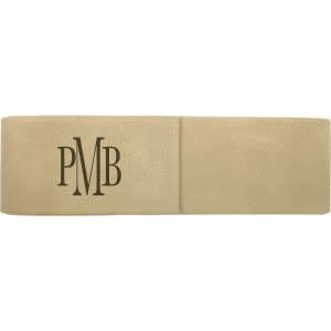 6 1/2" x 2" Light Brown Laserable Leatherette Double Pen Case - CS110