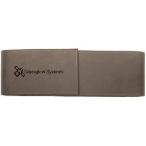 6 1/2" x 2" Gray Laserable Leatherette Double Pen Case - CS117
