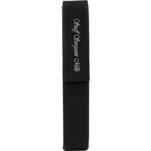 6 1/2" x 1" Black/Silver Laserable Leatherette Single Pen Case - CS118