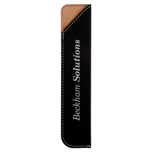 6 1/4" Black/Silver Laserable Leatherette Pen Sleeve - CS128