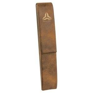 6 1/2" x 1" Rustic/Gold Laserable Leatherette Single Pen Case - CS130