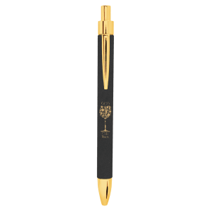 Black/Gold Laserable Leatherette Pen - LP453