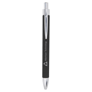 Black/Silver Laserable Leatherette Pen - LP459