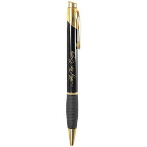 Gloss Black Brass Ballpoint Pen with Gripper - LP501A