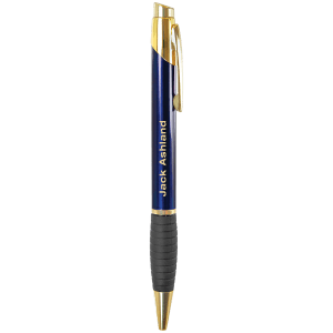 Gloss Blue Brass Ballpoint Pen with Gripper - LP502A