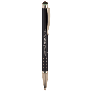 Black with Silver Trim Laserable Pen with Stylus - LP831