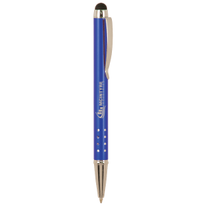 Blue with Silver Trim Laserable Pen with Stylus - LP832